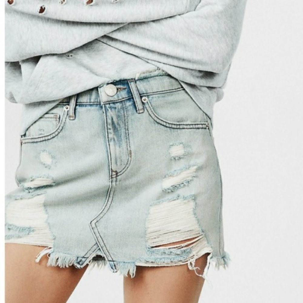 Express Distressed Denim Skirt